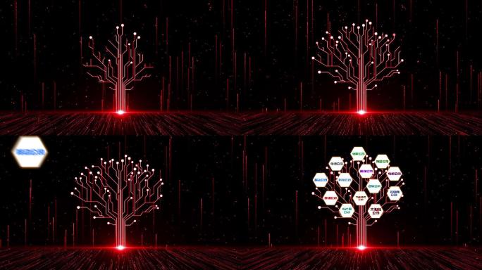 【无插件】4K红色企业科技树生长开场视频