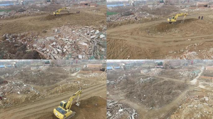 城城中村 挖土机 建设4K拆迁土地开发发