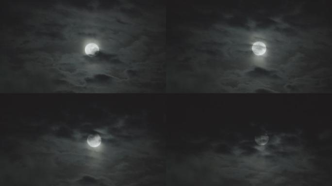 月亮消失在乌云中