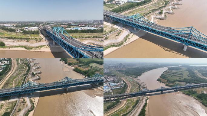 4K航拍济南石济客专黄河铁路公路桥