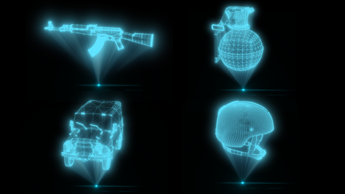 吃鸡武器装备道具赛博朋克风全息投影带通道