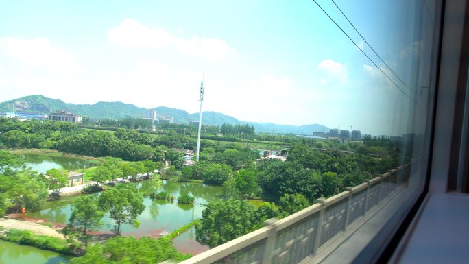 高铁窗外 田园山水 风光秀丽