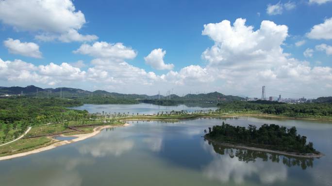 【正版素材】深圳宝安石岩湖，石岩水库航拍