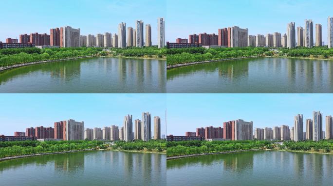 航拍城市空镜头 郑州人居环境 水系
