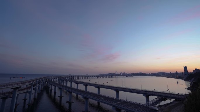 大连跨海大桥日转夜延时