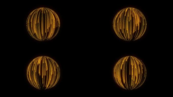 【4K】【带通道】金色粒子光线球