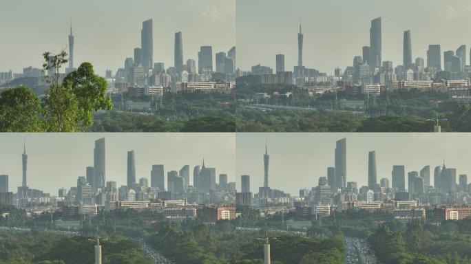 华南快速高速远眺广州塔珠江新城全貌