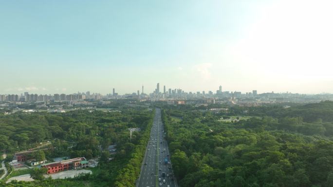 广州华南快速公路远眺广州塔珠江新城全貌