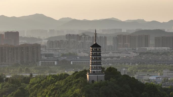 航拍中国传统塔形建筑