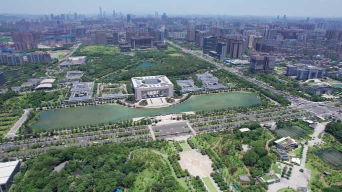 5.4K湖南省政府办公大楼环绕航拍空镜