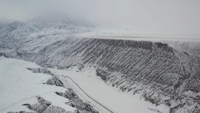 独山子大峡谷 冬天 航拍