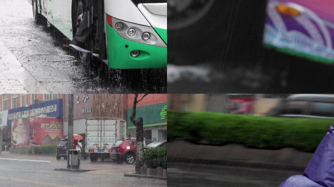 4K50帧高清下雨街拍道路车辆行人