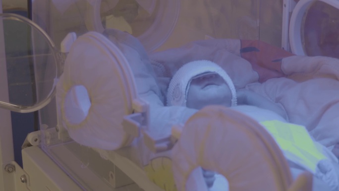 保温箱里的婴儿 早产儿在保温箱中的宝宝