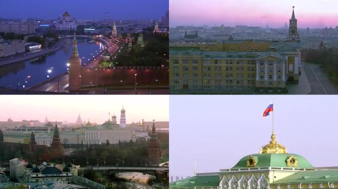 90年代莫斯科克里姆林宫街景建筑面貌风光
