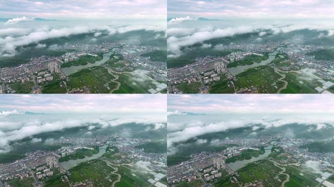 玉环大麦屿街道云海云雾航拍