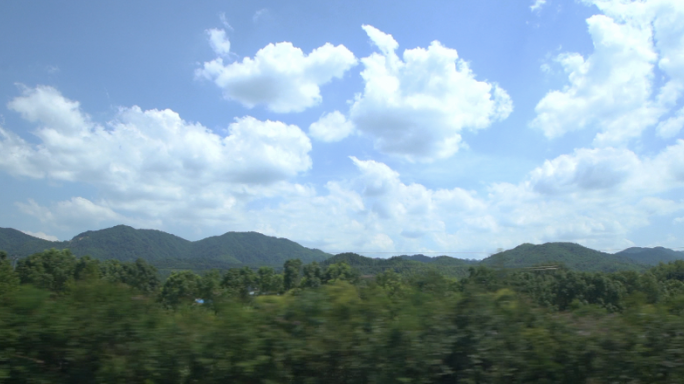 高铁动车行进 窗外升格风景