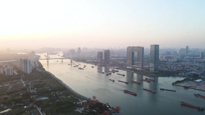 广州河运 新光大桥  航道 珠江航拍
