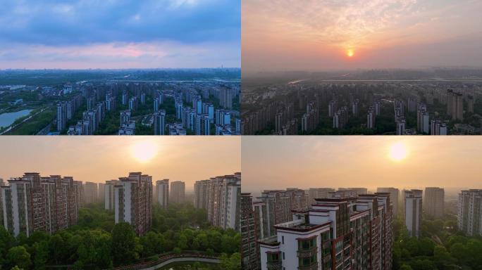 【4K60帧】上海某小区日出航拍