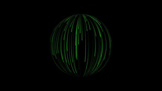 【4K】【带通道】绿色粒子光线球