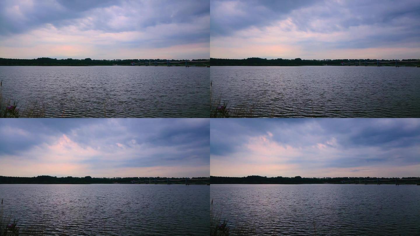 湖边景色 夕阳  湖边美景