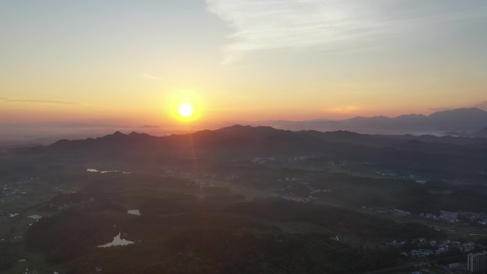 航拍黄山屯溪日出，屯溪日出素材