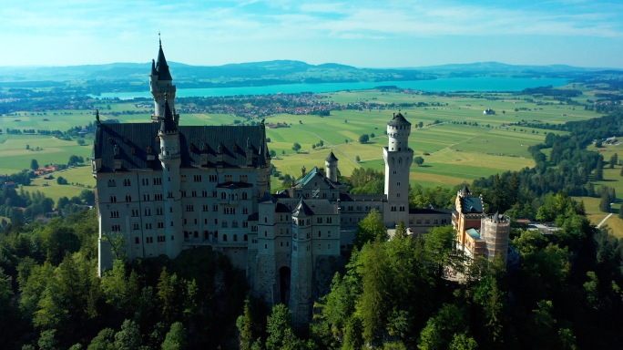 德国巴伐利亚新天鹅城堡航拍