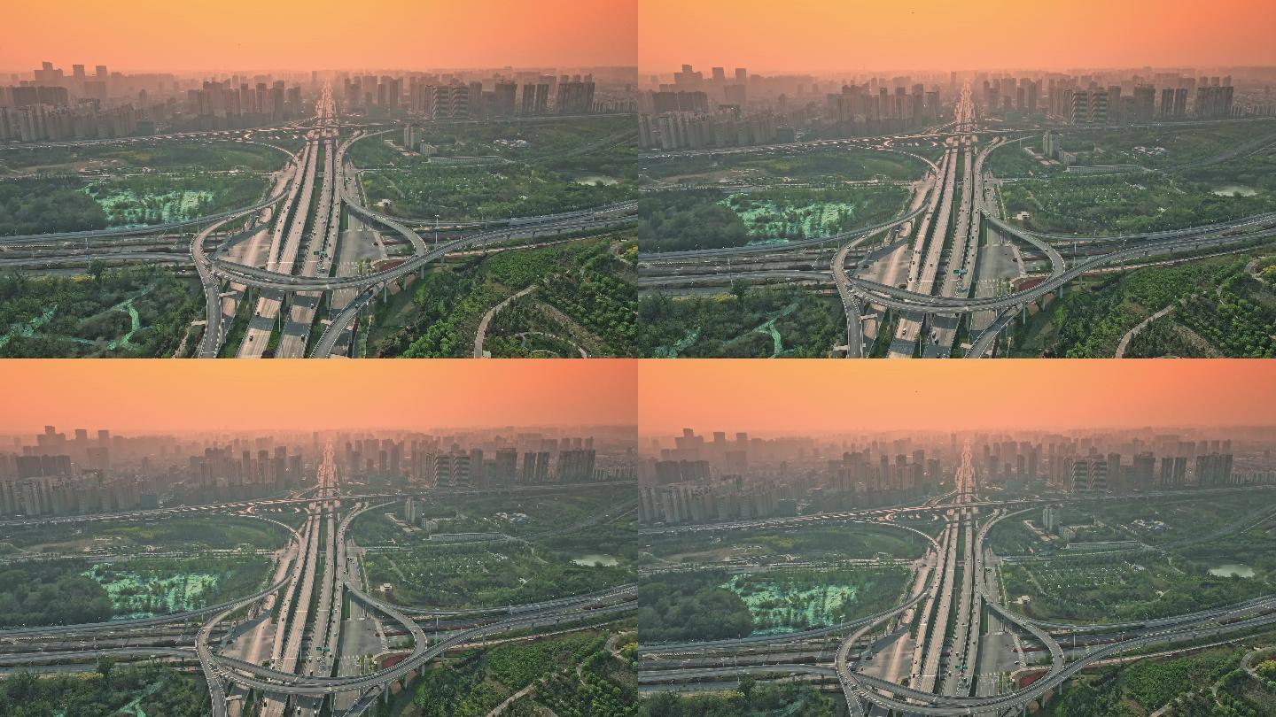 航拍城市空镜 立交桥 交通