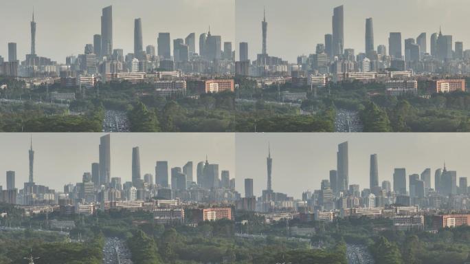 广州华南快速高速远眺广州塔珠江新城全貌