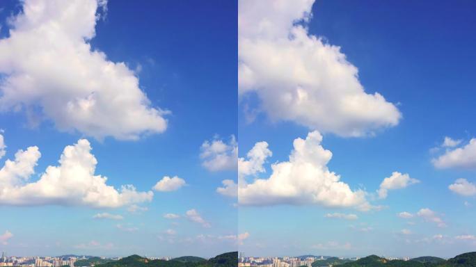 竖屏 4K航拍 市郊 城市  蓝天 白云