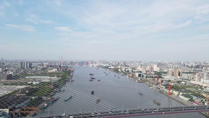 上海杨浦大桥4K航拍原素材