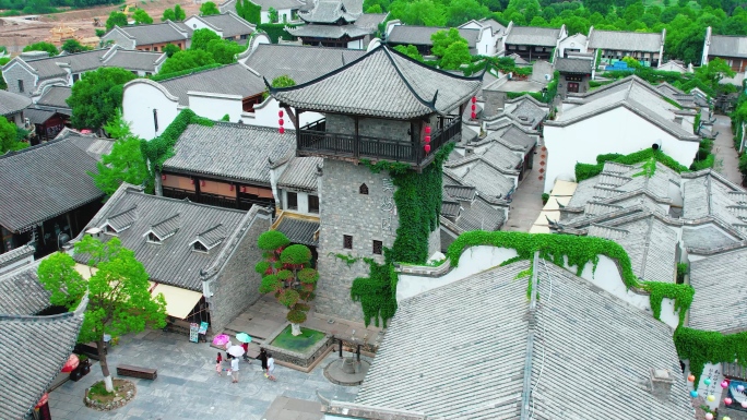 湖北钟祥莫愁村，莫愁村素材，民宿小镇航拍