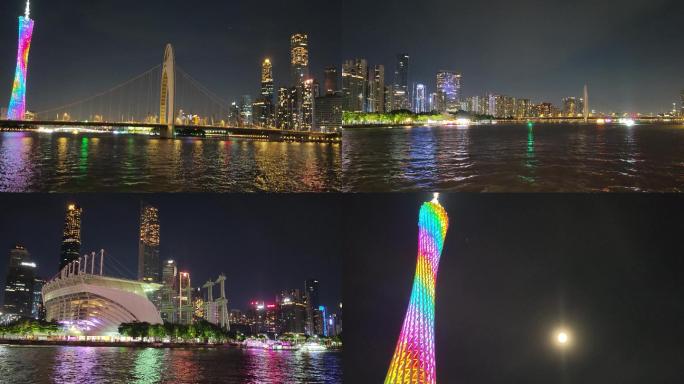 4k高清广州城市珠江夜景