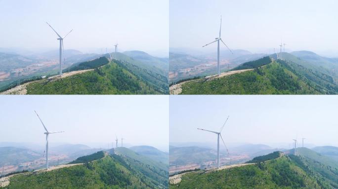 山东 枣庄 山亭 高山 风车 航拍