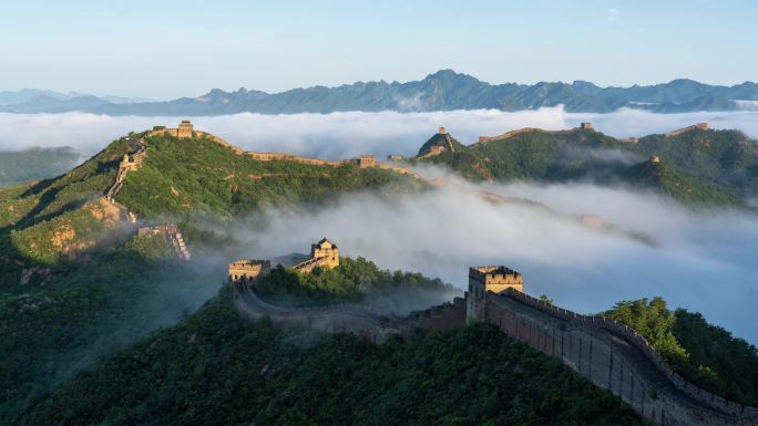 中国长城日照金山延时震撼大气