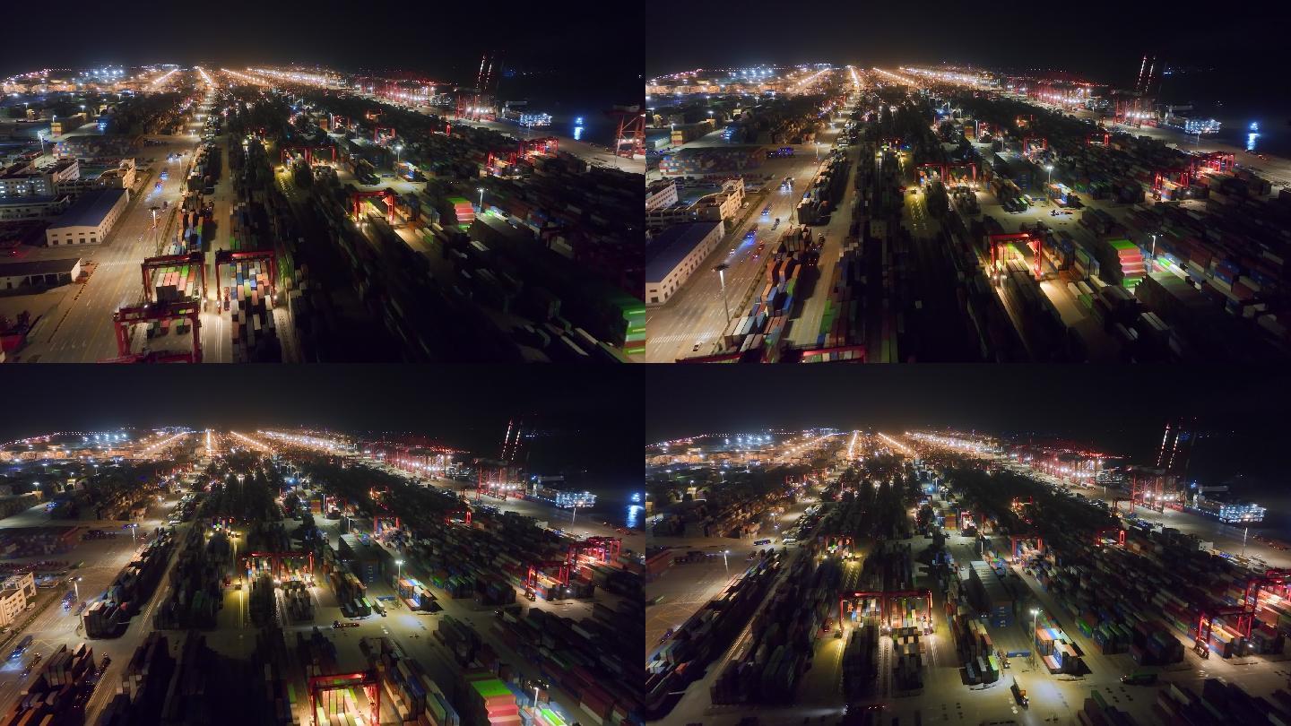 上海洋山港夜景航拍
