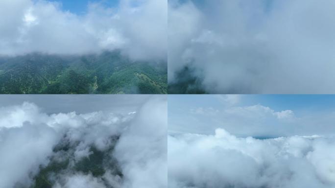 航拍大雨之后的群山之巅，风气云涌