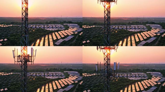 山地光伏太阳能发电场和5G无线通讯信号塔