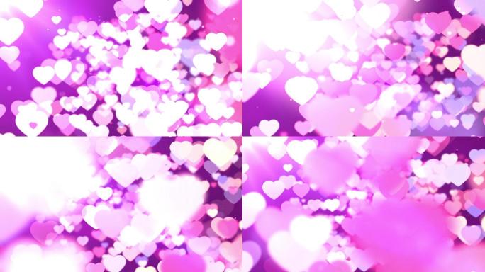4K紫色朦胧心形粒子飘动背景无缝循环