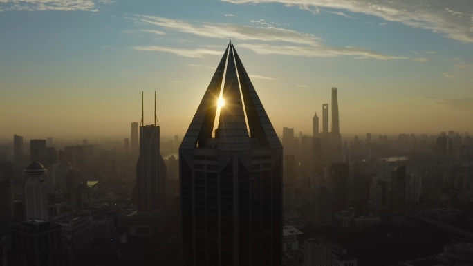 上海陆家嘴日出-环绕 4K航拍