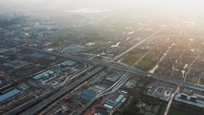 杭州余杭区未来科技城交通建设航拍