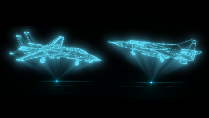 科技感全息投影带通道战斗机航空母舰战船