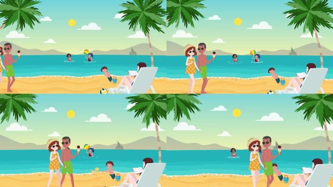 mg人物海边沙滩排球日光浴 夏季户外旅游