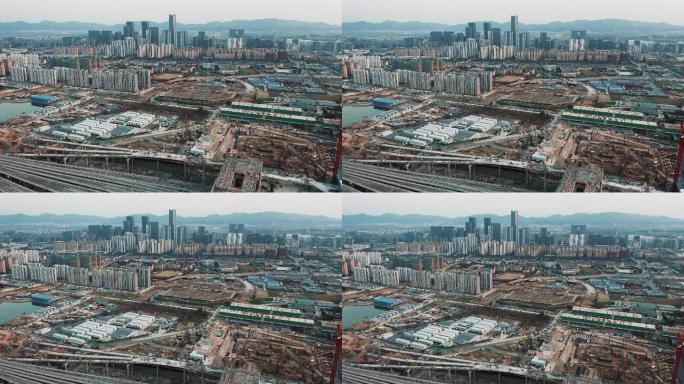 杭州火车西站未来科技城4K航拍