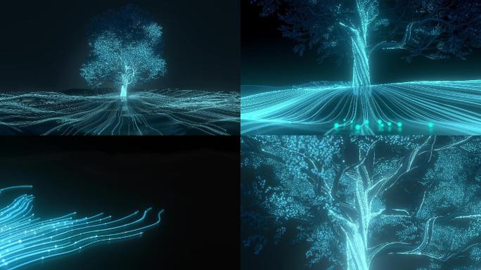 科技光线汇聚大树