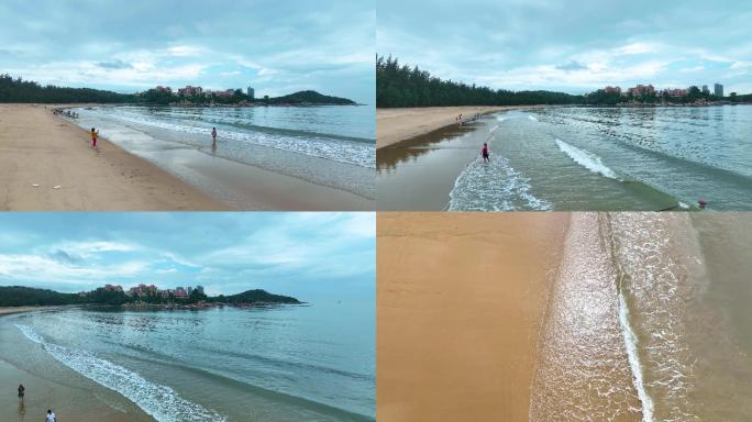 4K航拍福建漳州东山岛海滩浪花海浪
