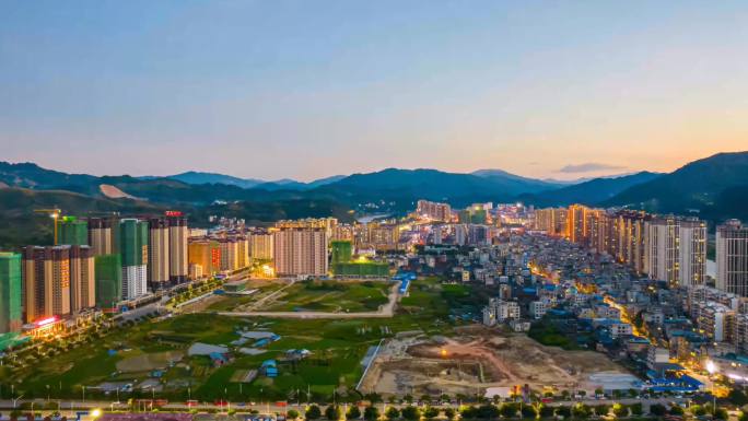 4K贵州榕江航拍延时夜景