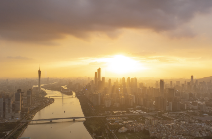 广州日落夕阳火烧云延时