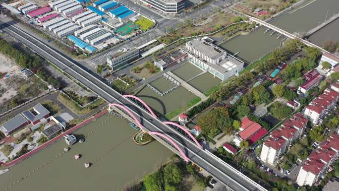 4K原素材-上海淀浦河、中春路桥