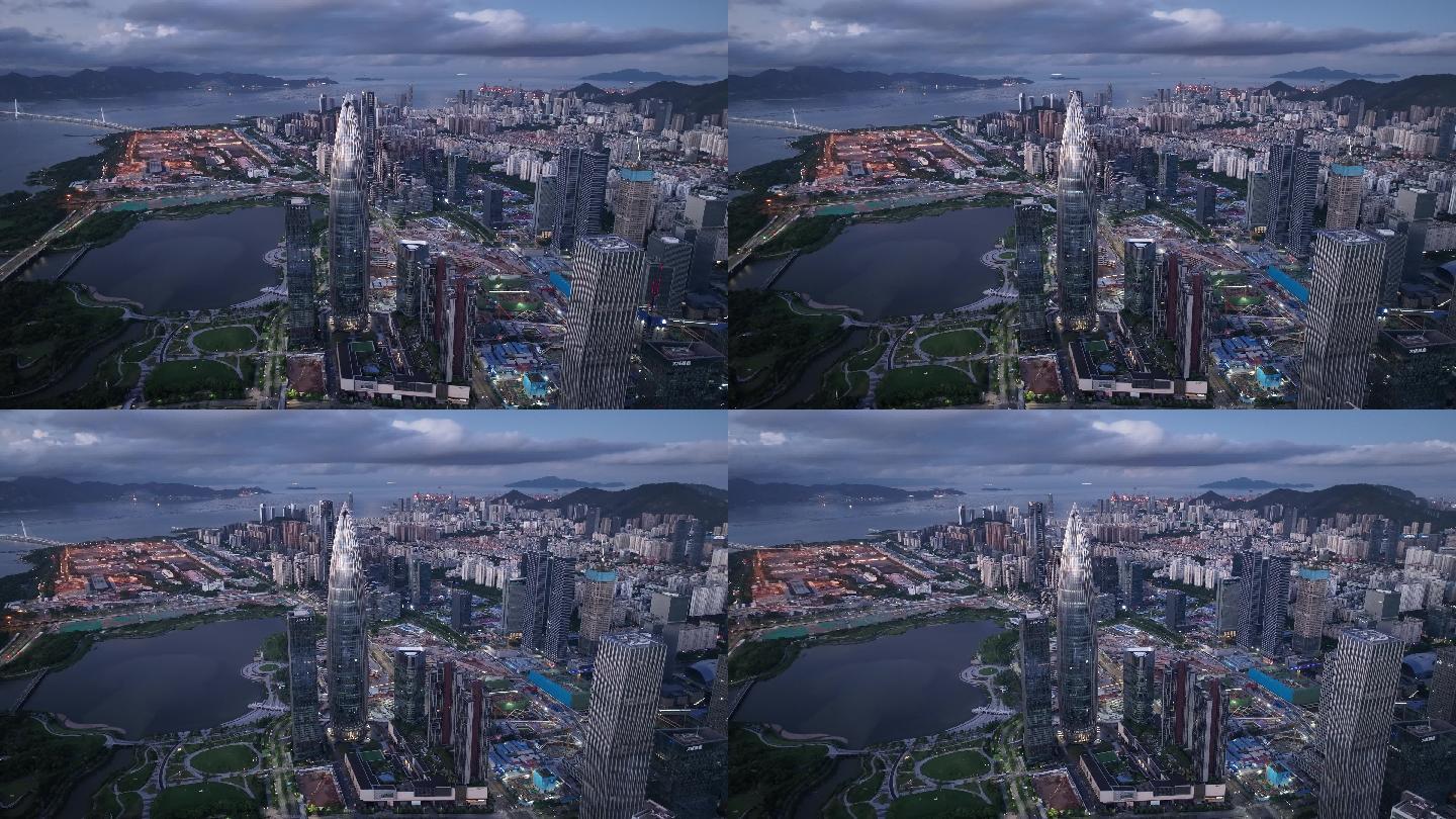 4K正版-俯视深圳南山CBD建筑群日出