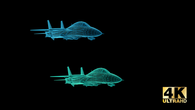 全息战斗机双配色4K透明通道素材